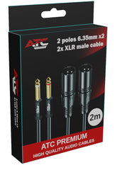 Καλώδιο Jack 2 πόλων 6.35mm x 2 - 2x XLR αρσενικό