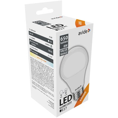 Avide Value LED Bulb Spherical E27 8W NW 4000K