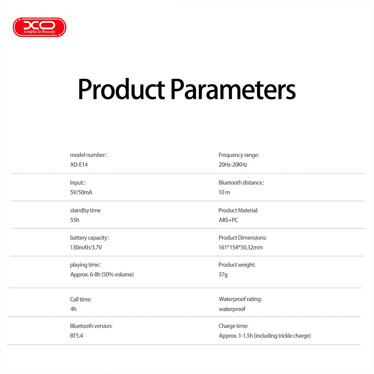 XO E14 Smart Audio Γυαλιά με UV Προστασία Μαύρο