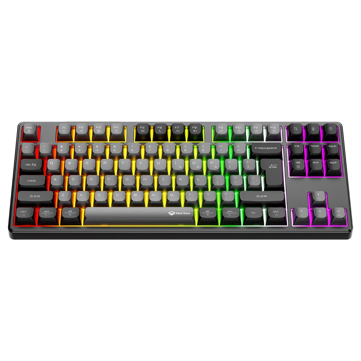 Meetion MT-MK14 Μηχανικό Πληκτρολόγιο Gaming Ενσύρματο & Ασύρματο με Bluetooth και 2.4G RGB Μαύρο US