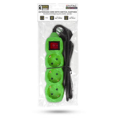 Entac Πολύπριζο 3 Θέσεων με Διακόπτη 3x1.0mm 1.5m Πράσινο