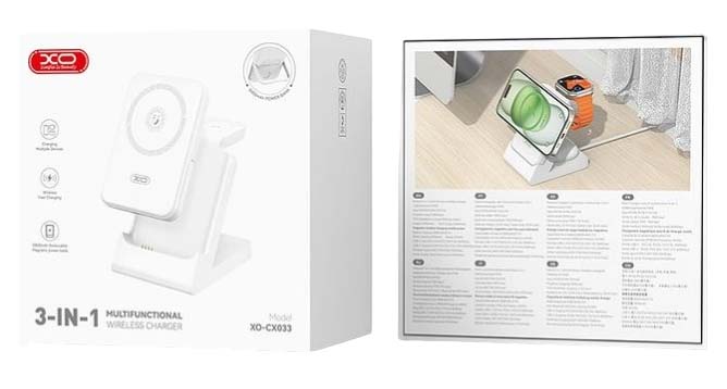 XO CX033 Powerbank + Apple Watch + Ασύρματος φορτιστής ακουστικών 3 σε 1