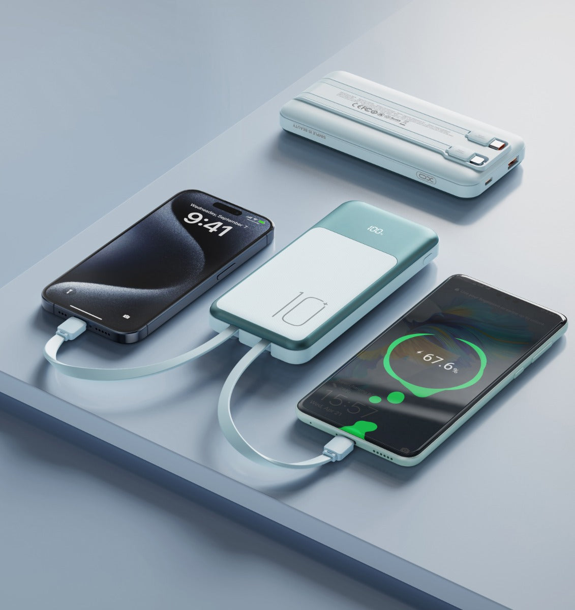 XO PR248 Power Bank Γρήγορης Φόρτισης με Οθόνη USB-C 20W / USB-A 22.5W 10000mAh Μπλε