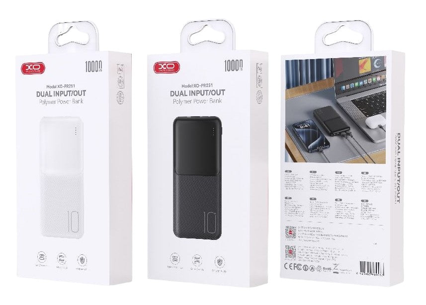 XO PR251 Power Bank με Φωτεινή Ένδειξη 10000mAh Λευκό