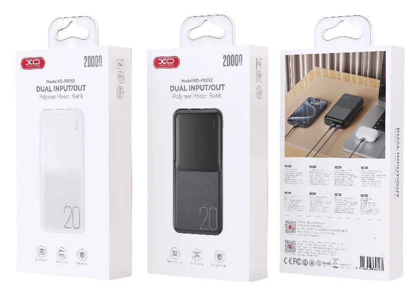 XO PR252 Φωτιζόμενο Powerbank 20000mAh Λευκό