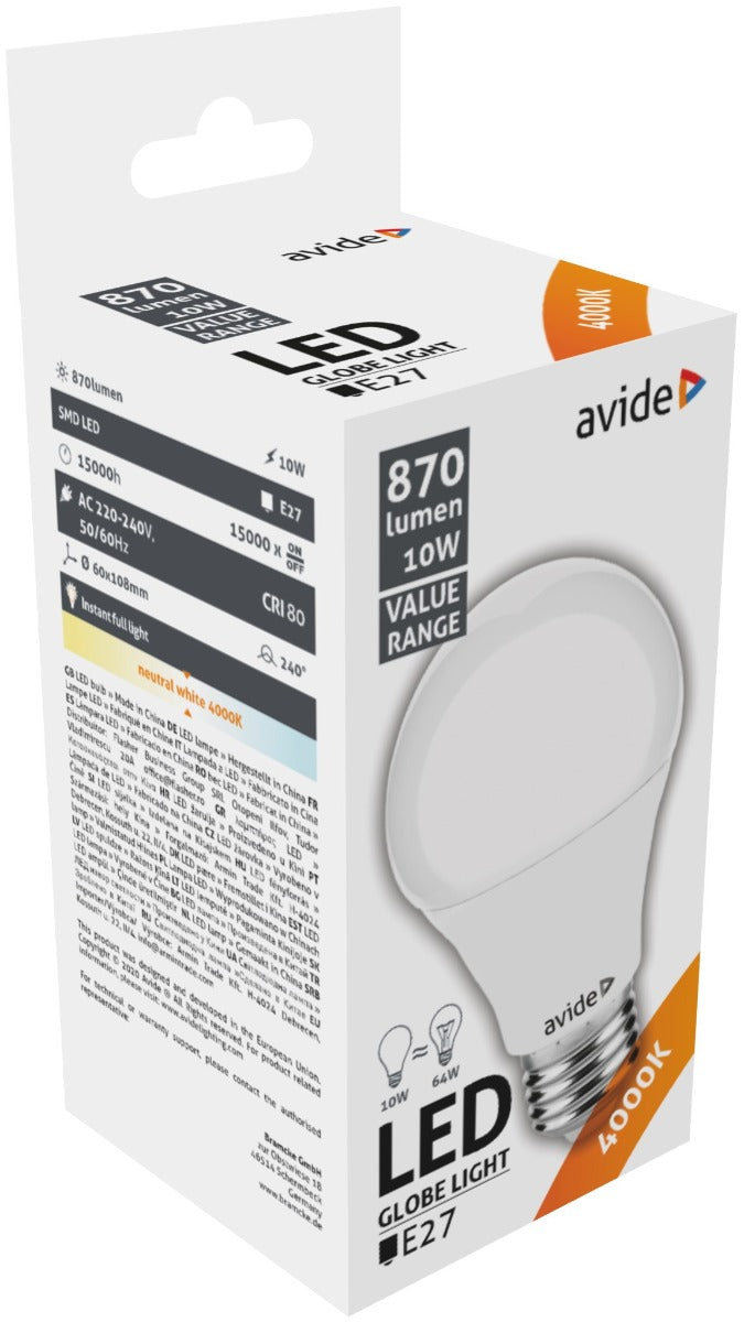 Avide LED Bulb Common 10W E27 White 4000K Value