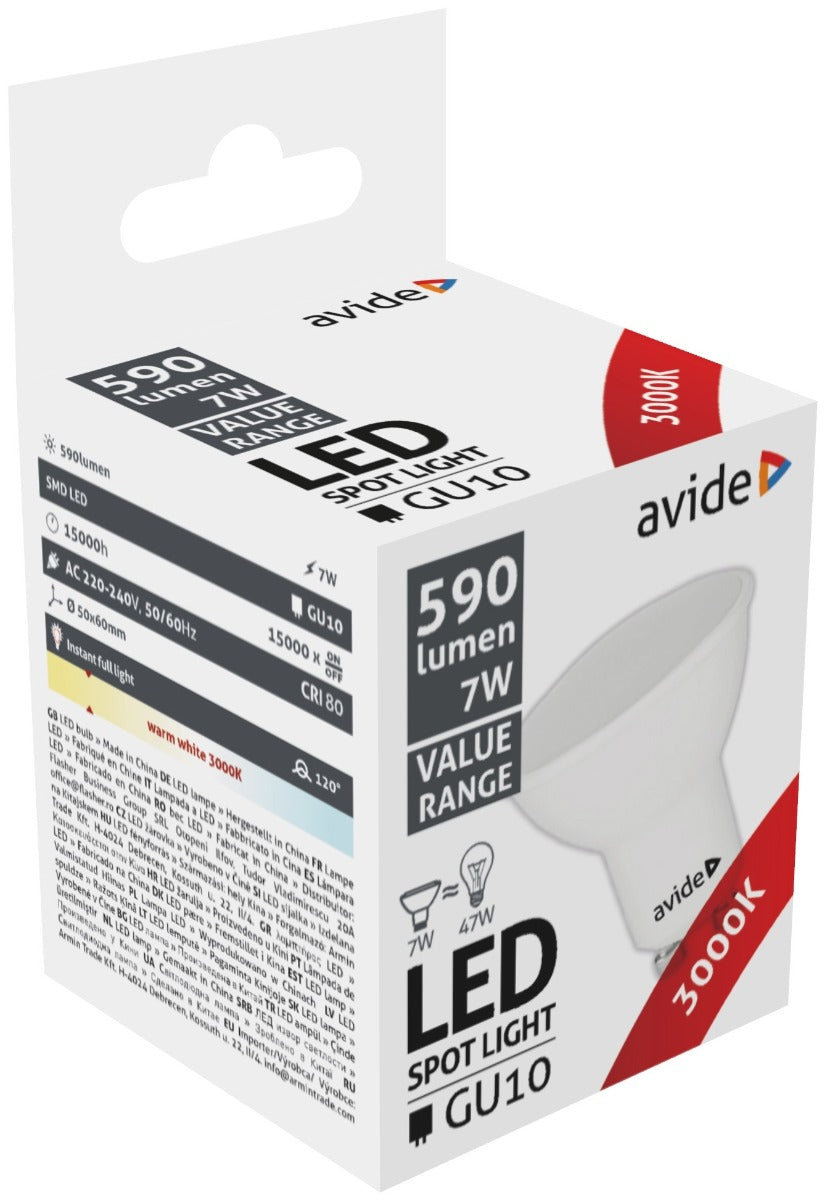 Avide LED Spot Lamp GU10 7W Warm 3000K Value