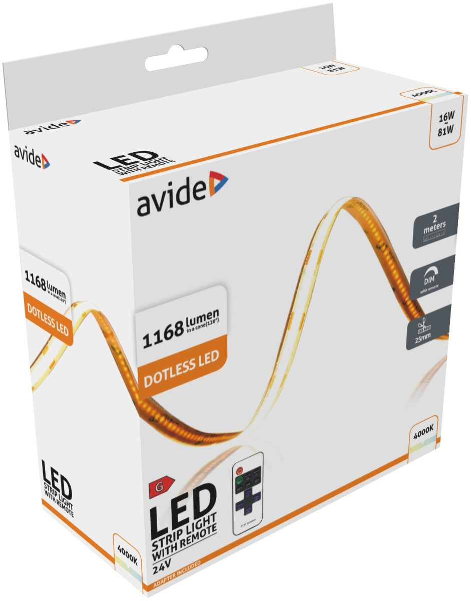 Avide LED Ταινία Blister RF 24V COB NW IP20 2m