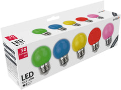 Avide LED Διακοσμητική Λάμπα G45 1W E27 5τμχ (Πράσινο/Μπλέ/Κίτρινο/Κόκκινο/Ρόζ)