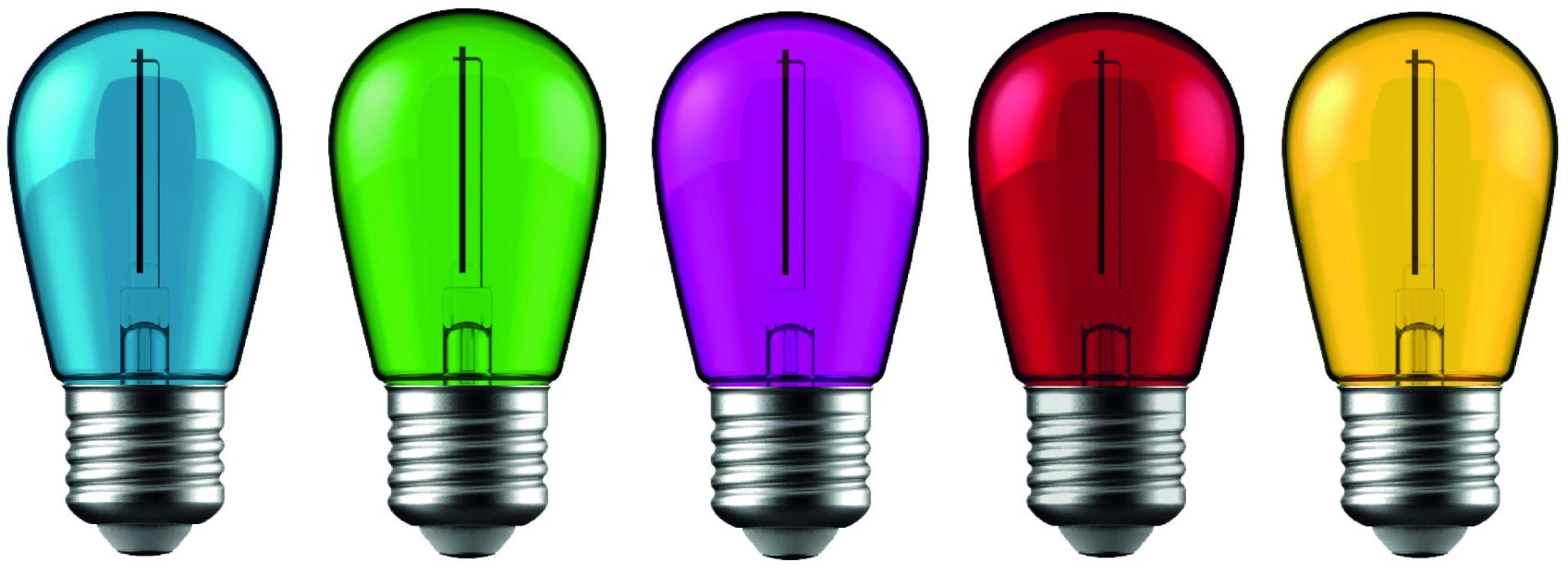 Avide LED Διακοσμητική Λάμπα Filament 1W  E27 5τμχ (Πράσινο/Μπλέ/Κίτρινο/Κόκκινο/Μώβ)