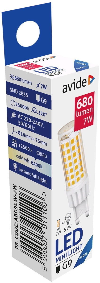 Avide Λάμπα LED G9 7W 220° Ψυχρό 6400K