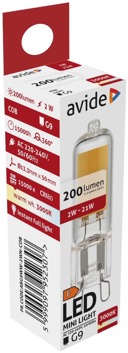 Avide LED Bulb 2W G9 COB WW 3000K
