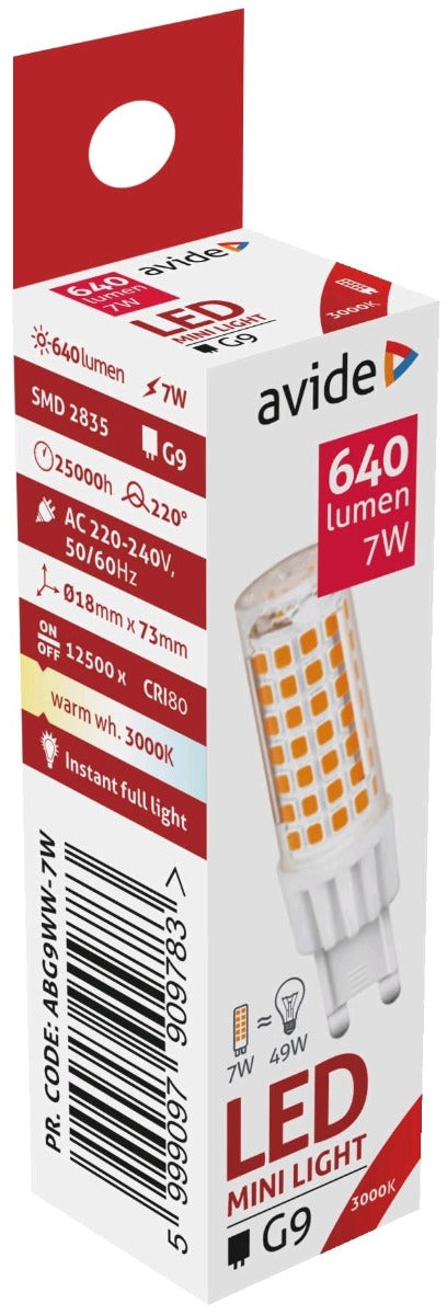 Avide Λάμπα LED G9 7W 220° Θερμό 3000K