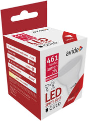Avide Λάμπα LED Σποτ Αλουμίνιο + Πλαστικό 7W GU10 110° Θερμό 3000K Super High Lumen