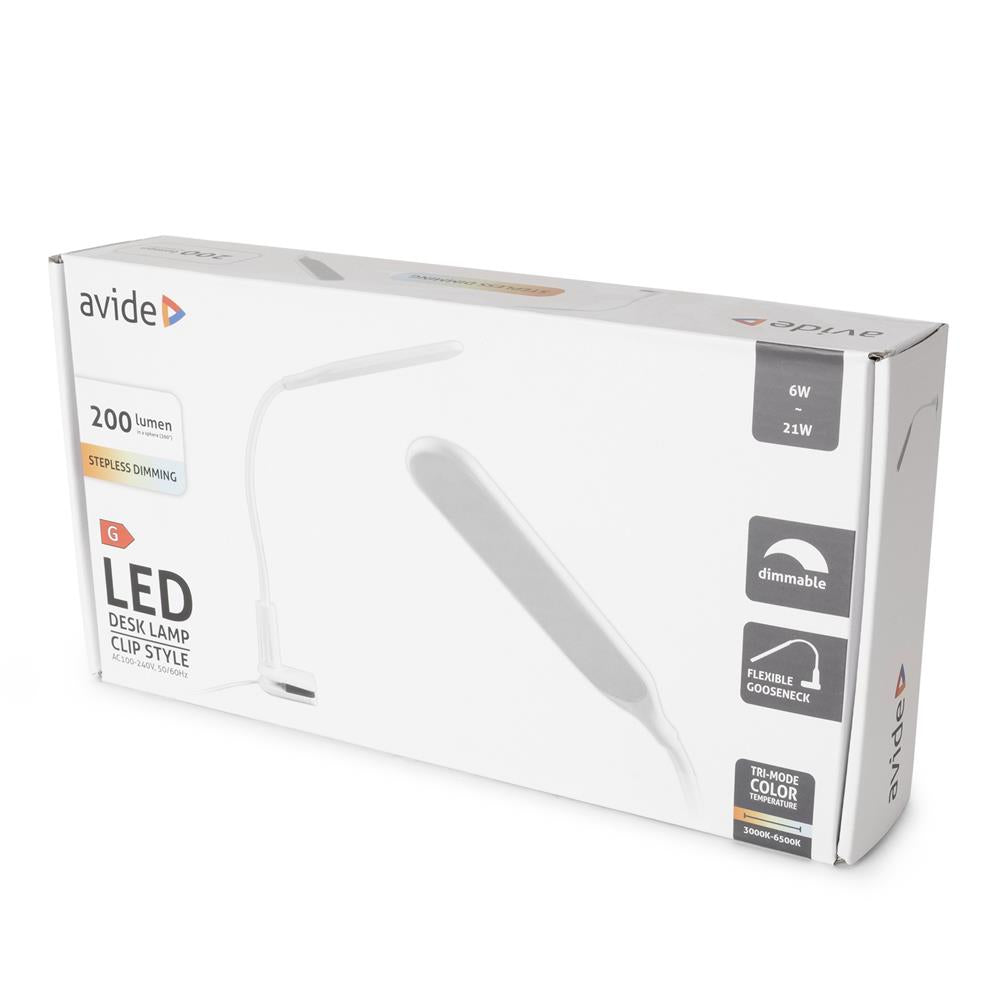 Avide Φωτιστικό Γραφείου LED με Βάση και Μανταλάκι Στήριξης 6W CCT
