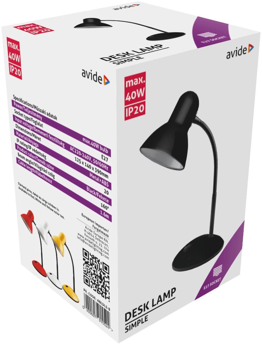 Avide Basic Φωτιστικό Γραφείου Simple Μαύρο
