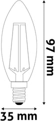 Avide LED Filament Candle Bulb 2.5W E14 360° Warm 2700K High Lumen