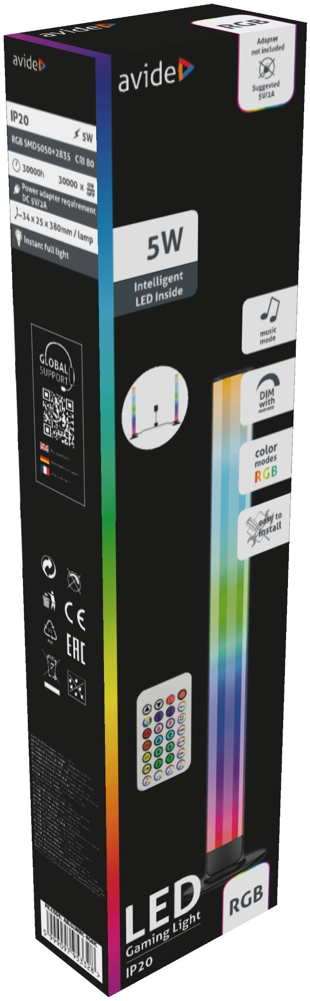 Avide Φωτιστικό Δαπέδου Gaming 5W RGB+IC με Τηλεχειριστήριο IR