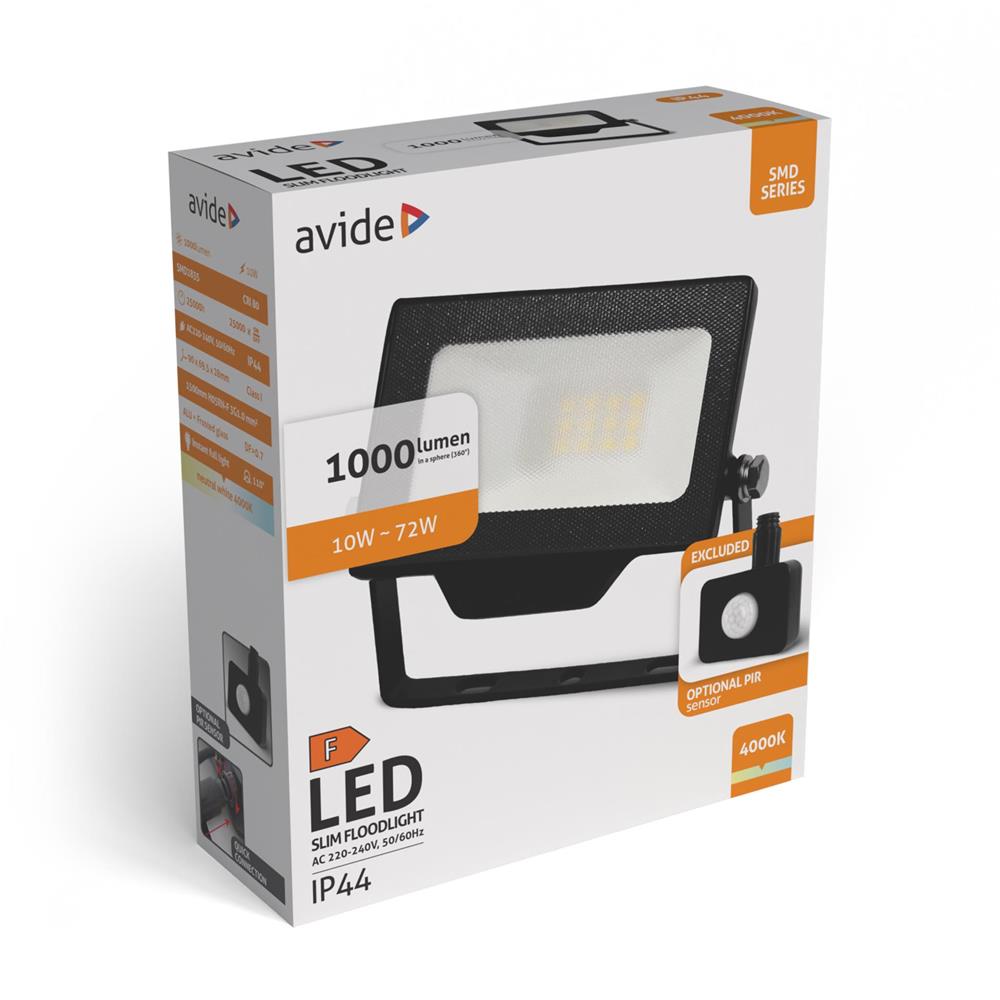 Avide LED Προβολέας SMD 10W NW 4000K Opt.PIR