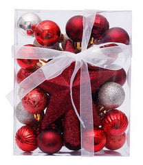 Artezan Set of Christmas Balls 3cm Red White and Top 30pcs