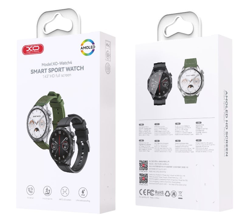 XO Watch4 AMOLED Smart Αθλητικό Ρολόι Κλήσεων Μαύρο