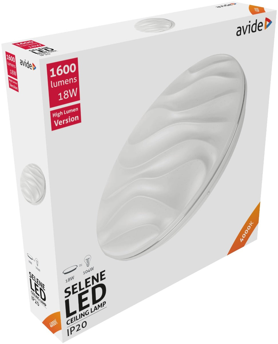 Avide LED Ceiling Light Oyster Selene 18W 330x68mm NW 4000K
