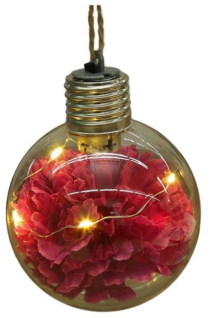 Artezan Mini LED Χριστουγεννιάτικη Μπαλα Λουλούδι 8cm Σκούρο Κόκκινο 1τμχ