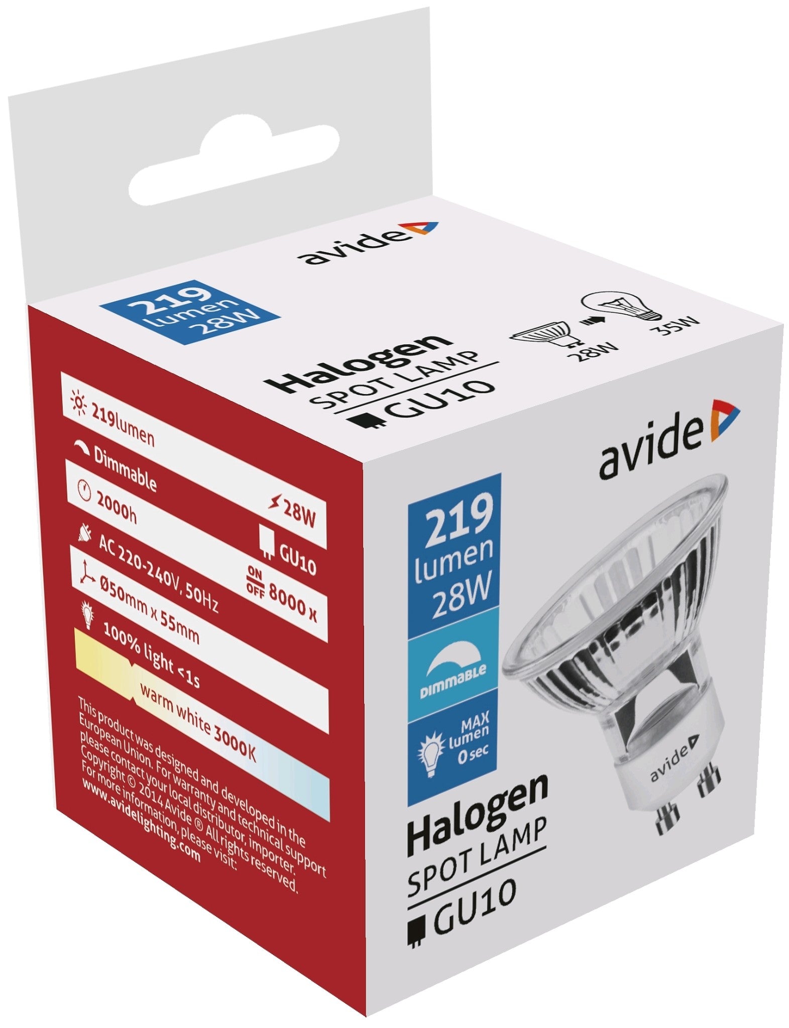 Avide Λάμπα Αλογόνου GU10 28W