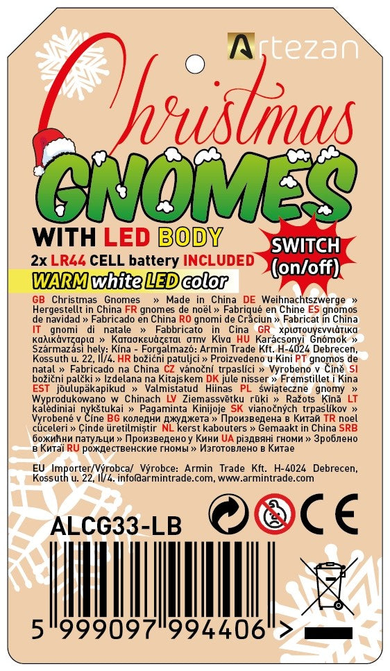 Artezan LED Χριστουγεννιάτικος Νάνος 33cm με LED Σώμα 2x LR444 incl.