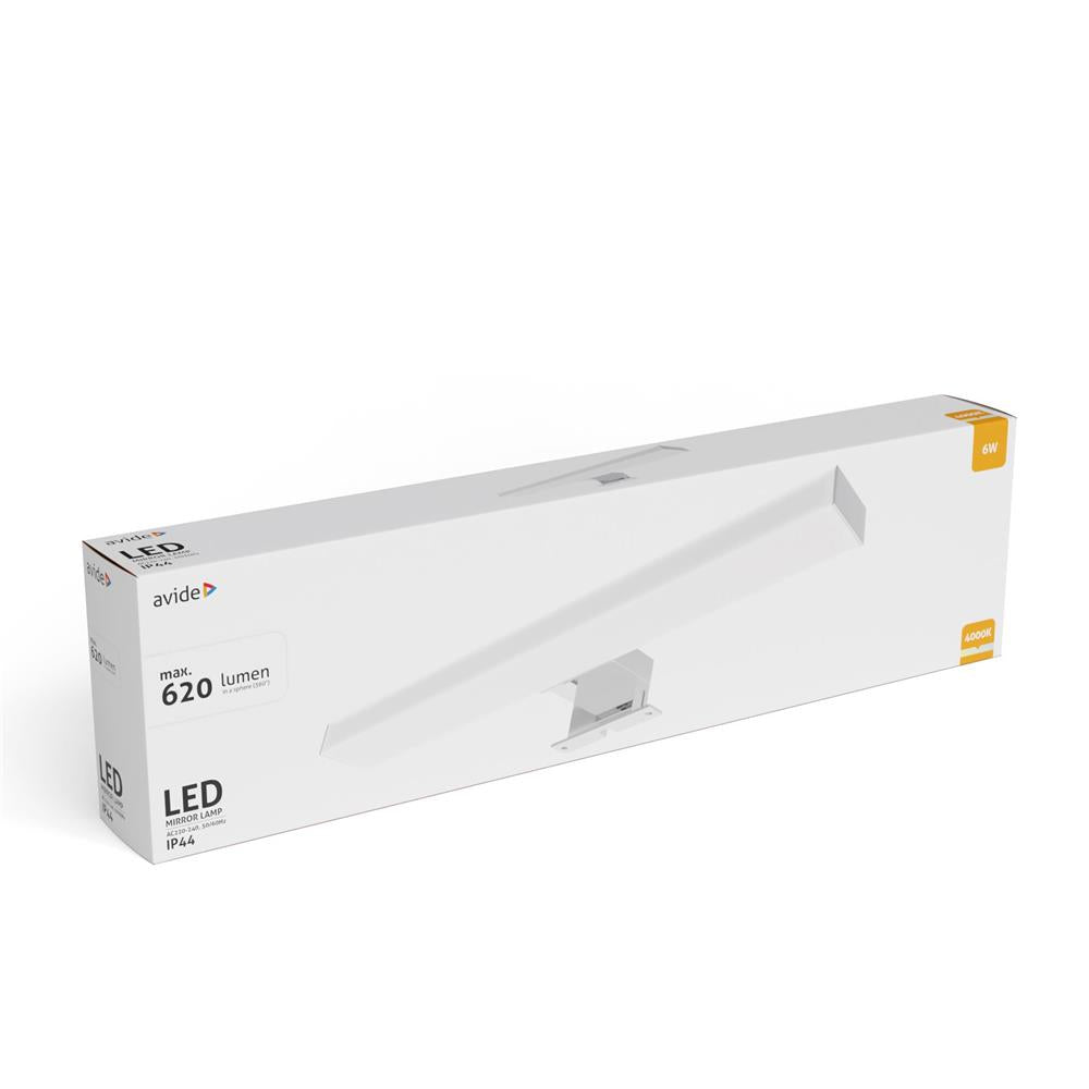 Avide LED Square Mirror/Wall Light Chrome Plastic 400mm NW 4000K 6W IP44