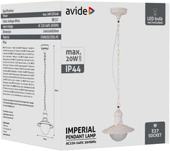 Avide Outdoor Ceiling Light Imperial 1xE27 IP44 Antique White
