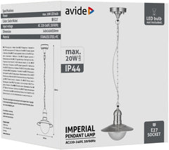 Avide Outdoor Ceiling Light Imperial 1xE27 IP44 Stainless Steel