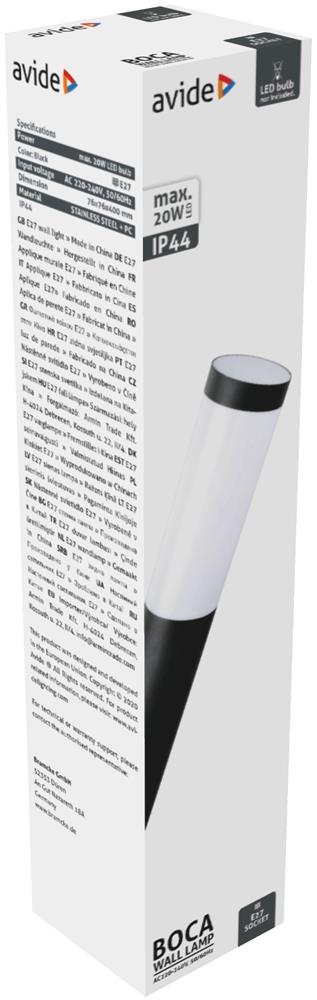 Avide Outdoor Wall Lamp Boca 1xE27 IP44 Black