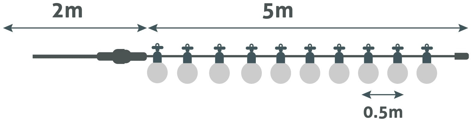 Avide Εξωτερική Γιρλάντα 5m Θερμό Λευκό Decor 3xAA excl.