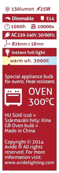 Avide Oven Lamp 25W E14