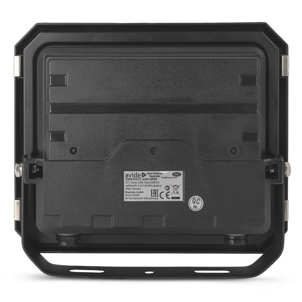 Avide Ηλιακός Προβολέας LED 50W CCT με Ξεχωριστό Ηλιακό Πάνελ και Τηλεχειριστήριο