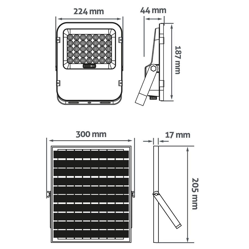 Avide LED Ηλιακός Προβολέας 100W 6400K με Ξεχωριστό Ηλιακό Πάνελ και Τηλεχειριστήριο