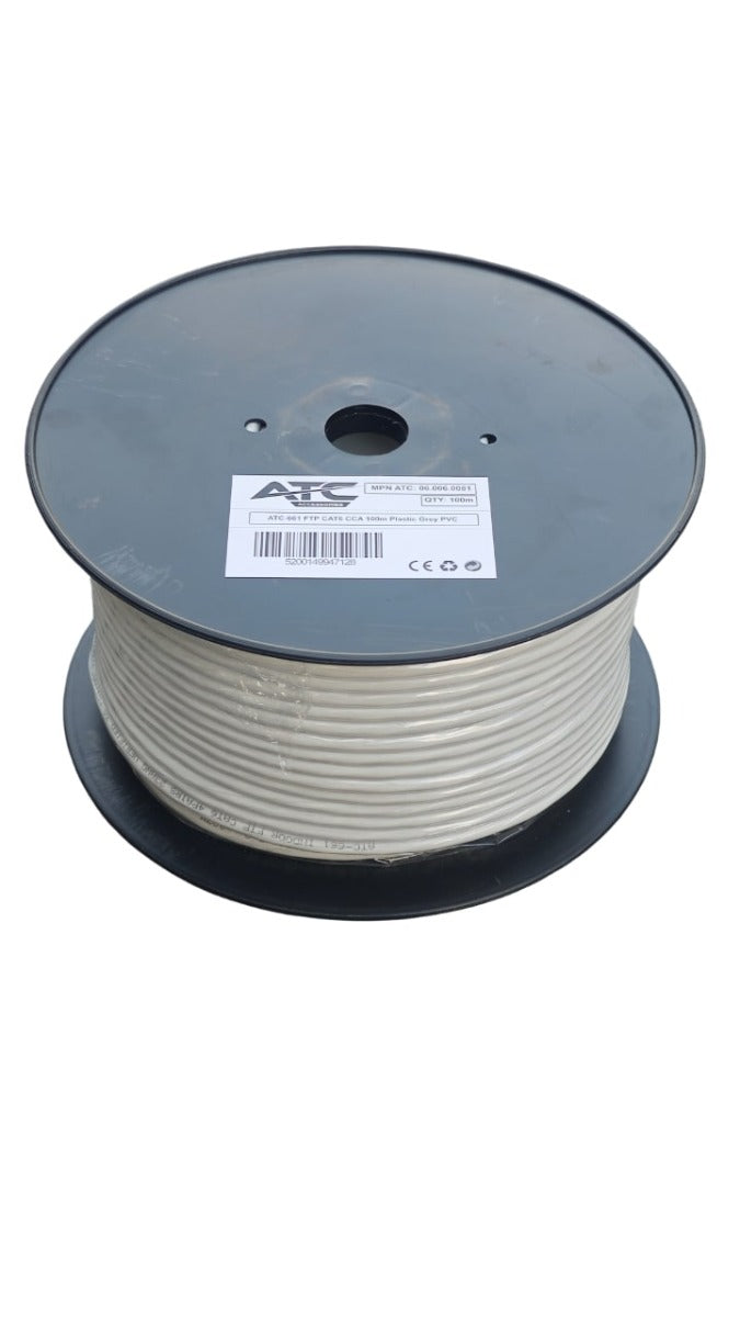 ATC-661 Στροφείο FTP CAT6 CCA Πλαστικό Γκρι 100m