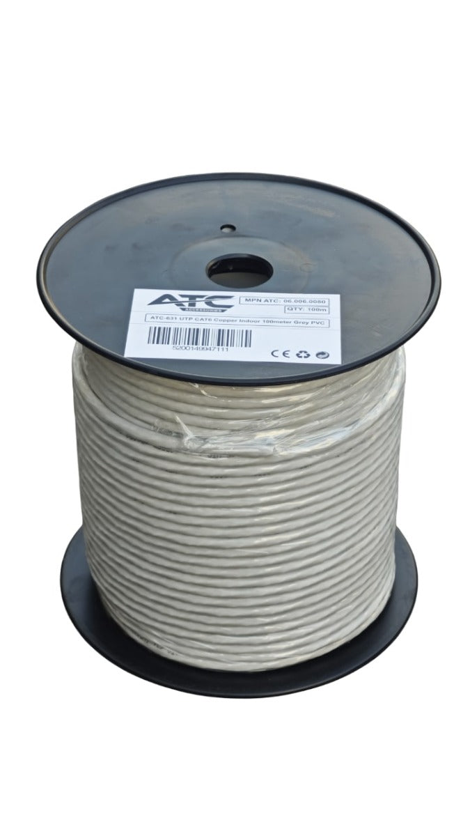 ATC-631 Στροφείο UTP CAT6 Εσωτερικού Χώρου με Χαλκό Γκρι PVC 100m