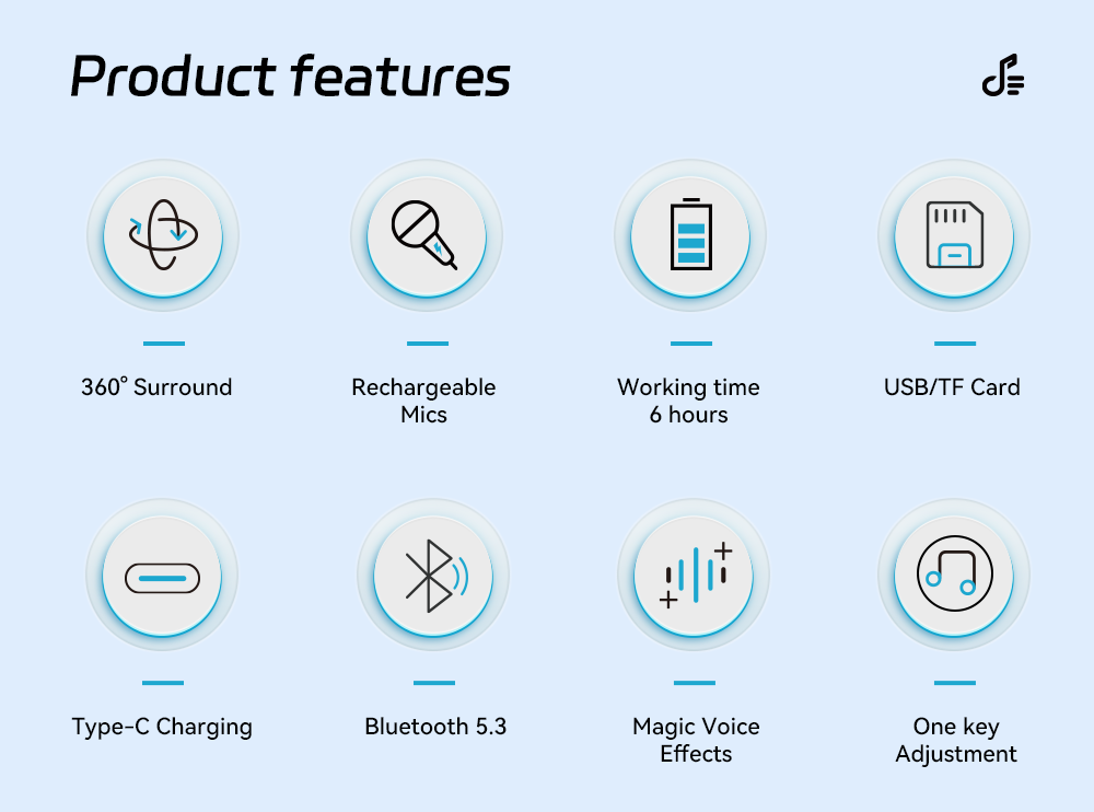 ATC-12 Ασύρματο Ηχείο Καραόκε 10W RGB