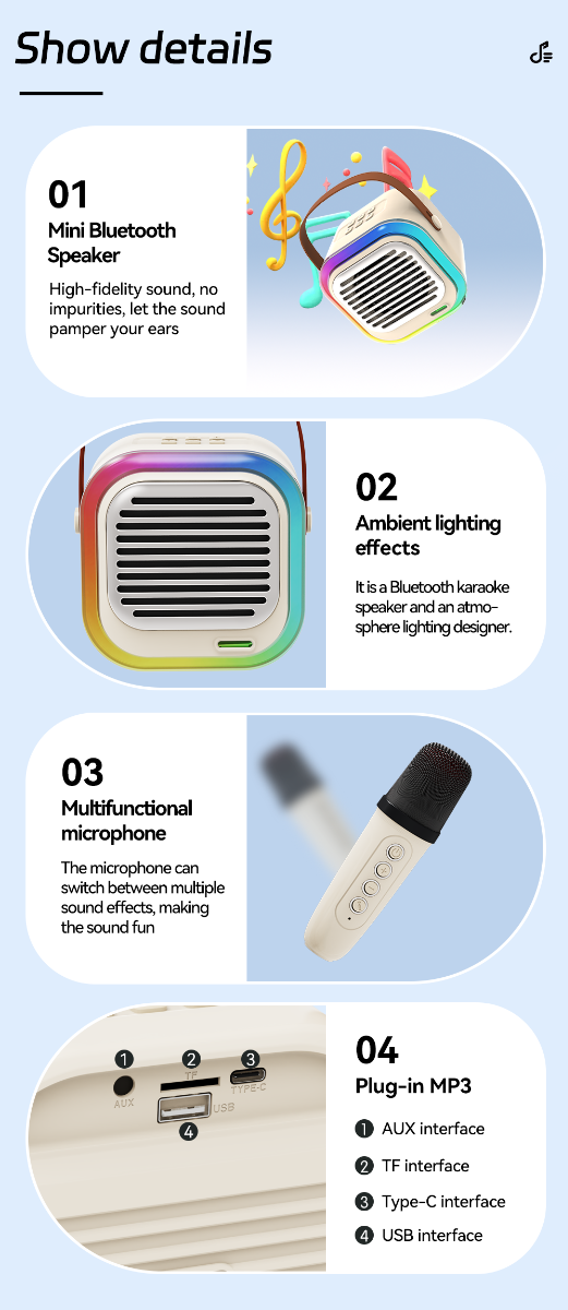ATC-12 Ασύρματο Ηχείο Καραόκε 10W RGB