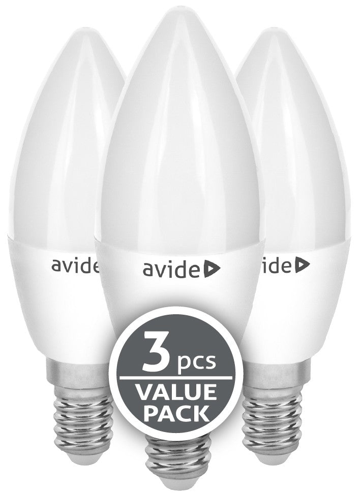 Avide Value LED Candle Lamp E14 5W WW 3000K 3pcs