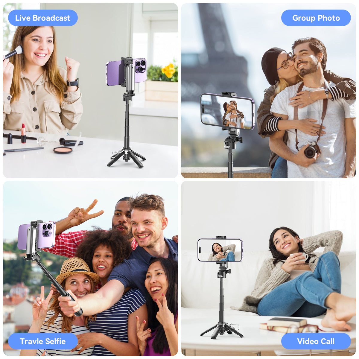 XO SS21 Πολυλειτουργικό Mini Bluetooth Selfie Stick 4 σε 1