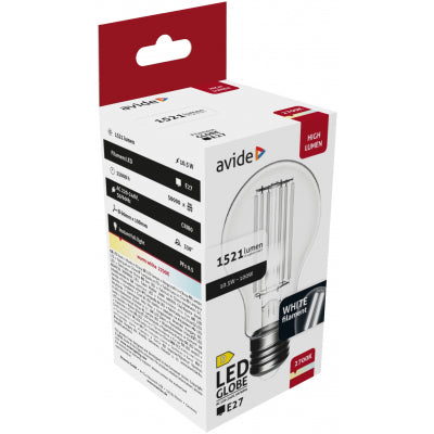 Avide Λάμπα LED Λευκή Filament Σφαιρική 10.5W E27 WW 2700K
