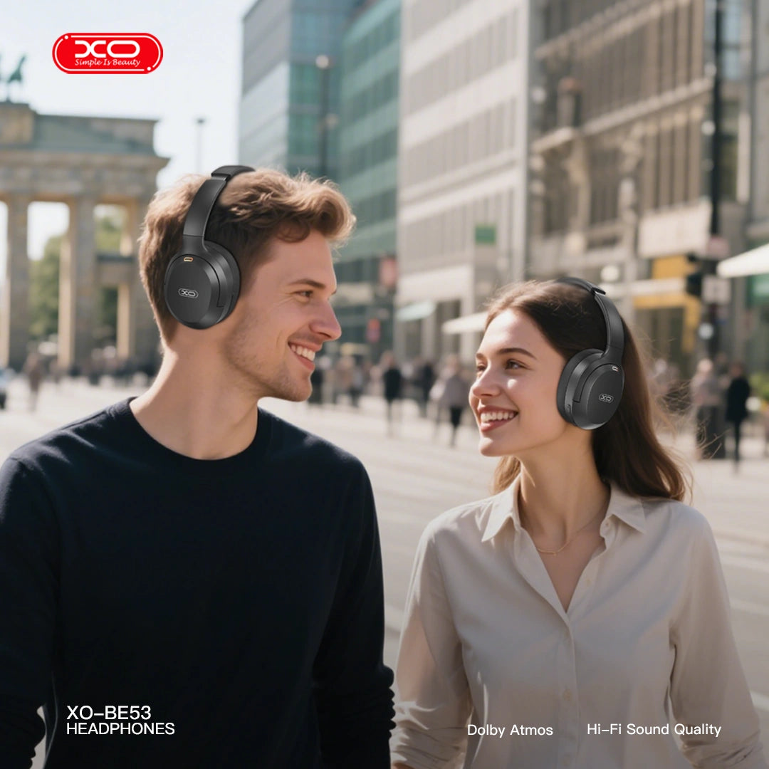 XO BE53 Ακουστικά Κεφαλής Bluetooth Tough Style με Περιστρεφόμενη Στέκα & ANC Μαύρα