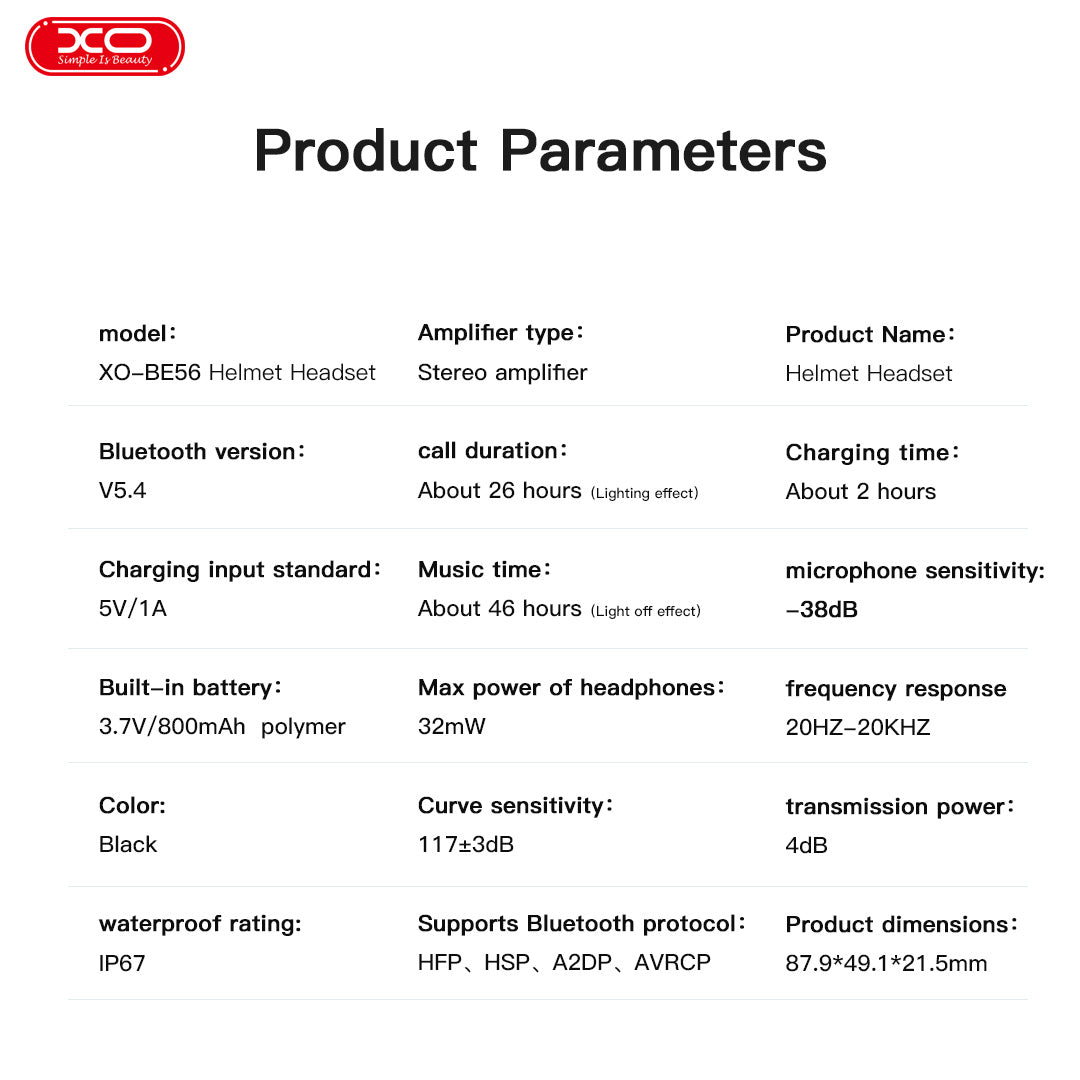 XO BE56 Ακουστικό Κράνους Μηχανής με Πολύχρωμο Φωτισμό LED