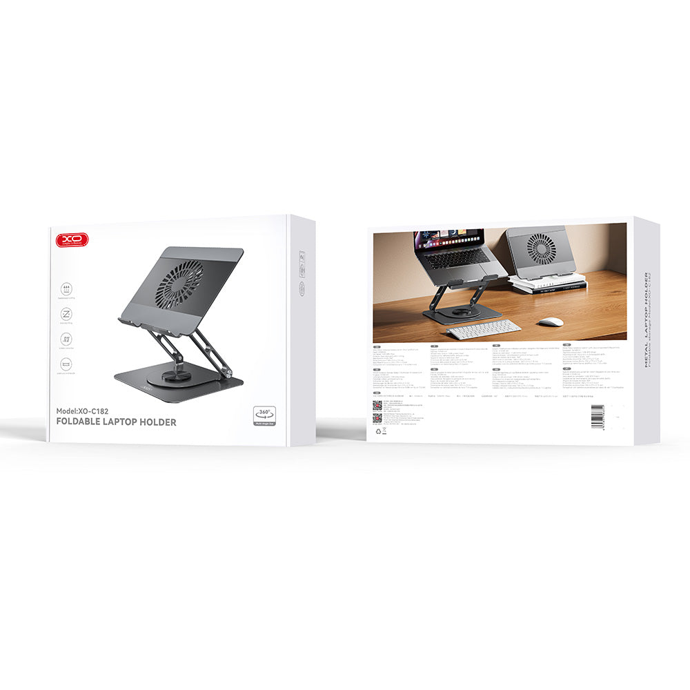 XO C182 Μεταλλική Αναδιπλούμενη Βάση Laptop με Ανεμιστήρα