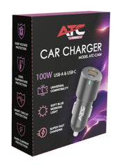ATC-CA04 Φορτιστής Αυτοκινήτου USB-A & Type-C 100W