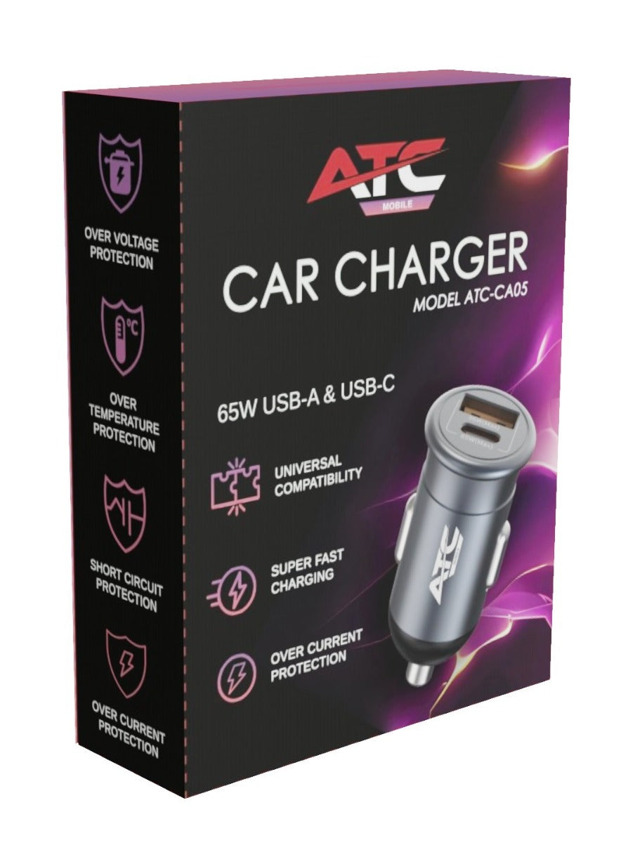 ATC-CA05 Φορτιστής Αυτοκινήτου USB-A & Type-C 65W