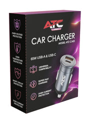 ATC-CA05 Φορτιστής Αυτοκινήτου USB-A & Type-C 65W